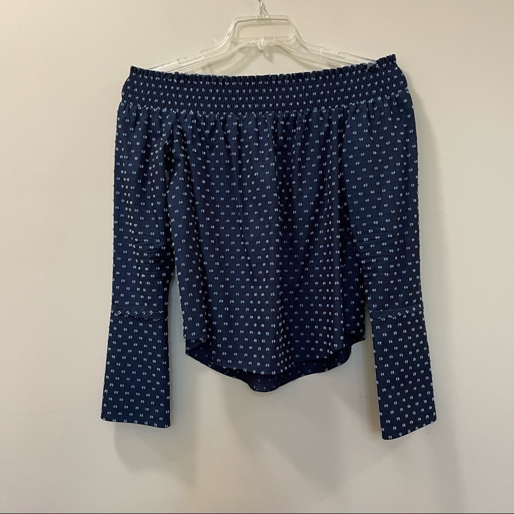 DEREK LAM 10 CROSBY Blue Off The Shoulder Top  6